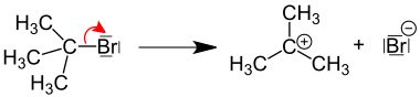 Heterolyse von tert-Butylbromid