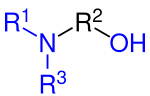 Allgemeine Strukturformel der tertiären Aminoalkohole (N,N-Dialkylalkanolamin)