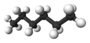 Kugel-Stab-Modell von Hexan