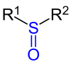 Allgemeine Struktur von Sulfoxiden mit der blau markiertenSulfinylgruppe