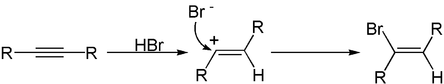 Addition von Bromwasserstoff an ein Alkin