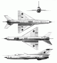 Dreiseitenansicht der MiG-21DPD