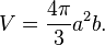 V = \frac{4\pi}{3} a^2 b.