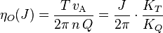 \eta_O(J) = \frac{T\, v_\mathrm{A}}{2 \pi\, n\, Q}=\frac{J}{2 \pi} \cdot \frac{K_T}{K_Q}