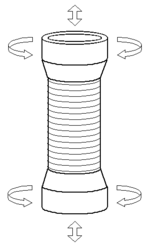 Zeichnung eines zylindrischen Körpers mit Verdickungen an beiden Enden