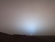 Sonnenuntergang auf dem Mars, aufgenommen von der Raumsonde Spirit